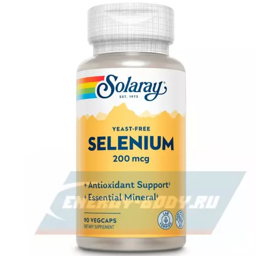 Минералы Solaray Selenium Yeast Free 200 mcg 90 веган капсул