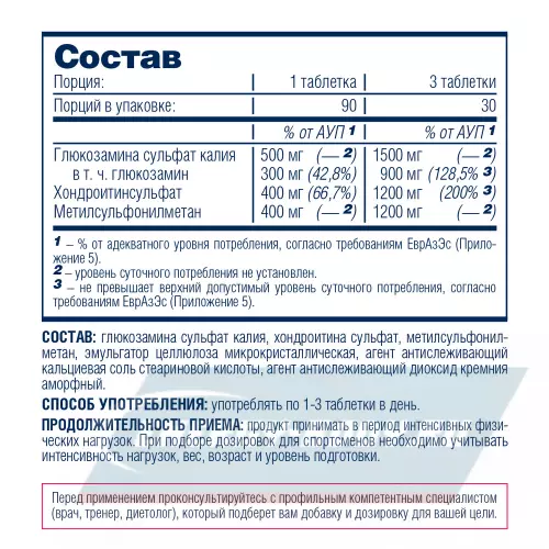 Суставы, связки Be First Glucosamine Chondroitin MSM (глюкозамин хондроитин МСМ) 90 таблеток