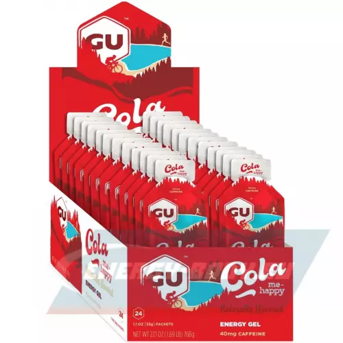 Энергетический гель GU ENERGY GU ORIGINAL ENERGY GEL 40mg caffeine Кола, 24 стика x 32 г