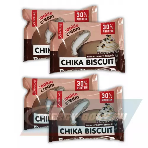 Батончик протеиновый Chikalab Бисквитное печенье Chika Biscuit Cливочный брауни, 4 х 50 г
