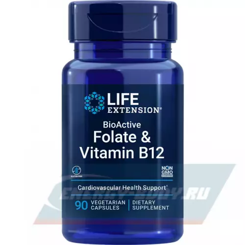  Life Extension BioActive Folate Vitamin B12 90 капсул