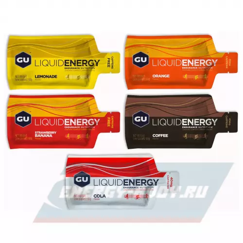 Энергетический гель GU ENERGY GU Liquid Enegry Gel caffeine 5 x 60 г (5 вкуса), Микс