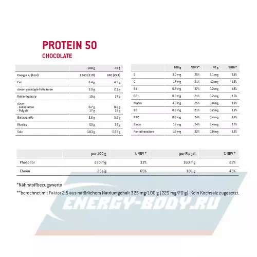 Батончик протеиновый SPONSER PRO PROTEINBAR 50 Шоколад, 20 батончиков x 70 г