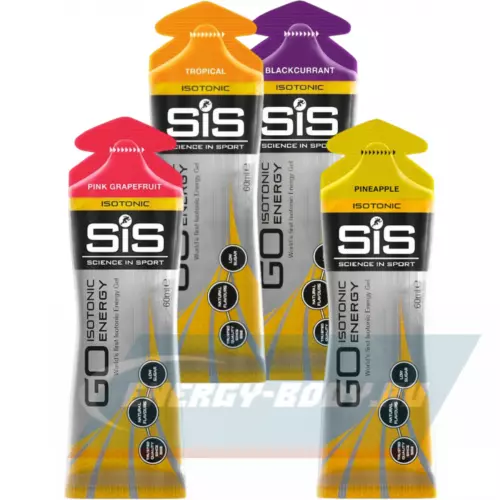 Энергетический гель SCIENCE IN SPORT (SiS) GO Isotonic Energy Gels Розовый грейпфрут, Черная смородина, Тропик, Ананас, 4 x 60 мл Микс