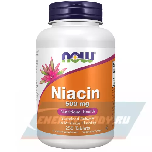  NOW FOODS Niacin 500 mg Витамин B3 250 таблеток