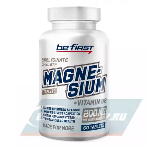  Be First Magnesium + B6 (магний бисглицинат хелат + Б6) Нейтральный, 60 таблеток