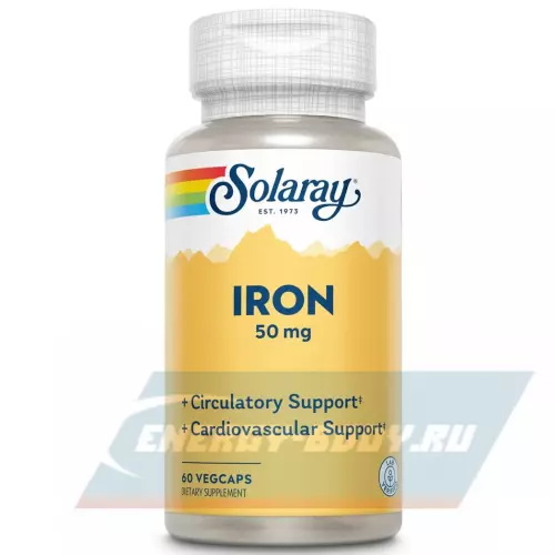 Минералы Solaray Iron 50 mg 60 веган капсул
