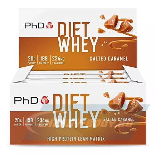 Батончик протеиновый PhD Nutrition Diet Whey Bar Соленая карамель, 12 x 63 г