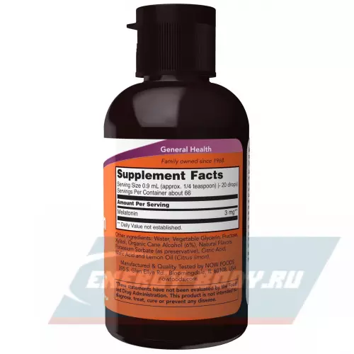  NOW FOODS Liquid Melatonin 3 mg 59 мл