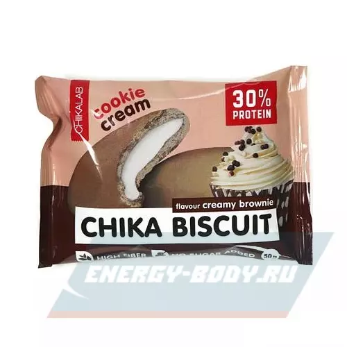 Батончик протеиновый Chikalab Бисквитное печенье Chika Biscuit Cливочный брауни, 6 х 50 г