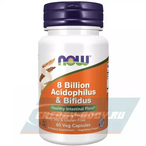  NOW FOODS 8 Billion Acidophilus Bifidus 60 вегетарианских капсул