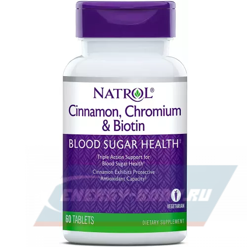  Natrol Cinnamon, Chromium & Biotin 60 таблеток