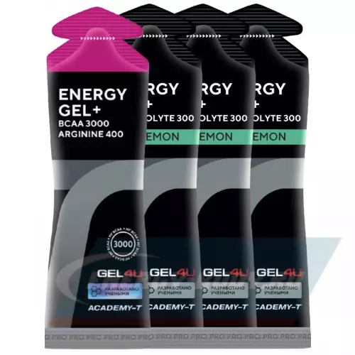 Энергетический гель GEL4U Energy Gel+electrolyte 300 Лесные ягоды, лимон и мята, 4 х 60 г