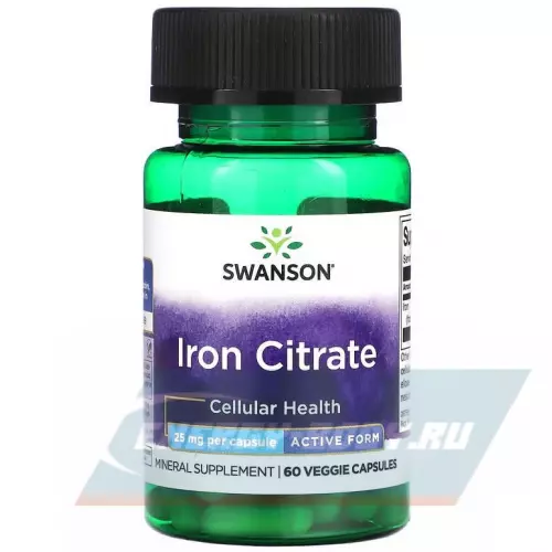 Минералы Swanson Iron Citrate 25 mg 60 вегетарианских капсул