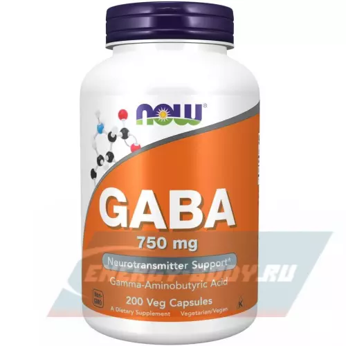  NOW FOODS GABA 750 mg 200 веган капсул