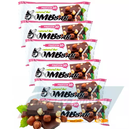 Батончик протеиновый Bombbar Protein Bar Шоколад - Фундук, 6 x 60 г