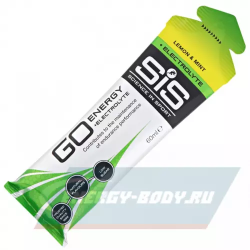 Энергетический гель SCIENCE IN SPORT (SiS) Go Energy + Electrolyte Gels Лимон-Мята, 1 x 60 мл + электролиты