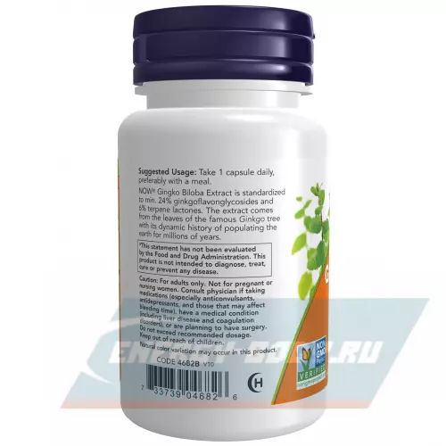  NOW FOODS Ginkgo Biloba 120 мг 50 веган капсул