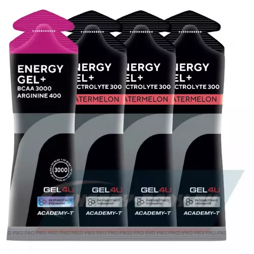 Энергетический гель GEL4U Energy Gel+electrolyte 300 Лесные ягоды, арбуз, 4 х 60 г