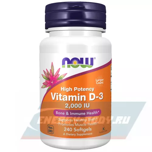  NOW FOODS Vitamin D3 2000 IU - Витамин D3 2000 МЕ 240 мягких капсул