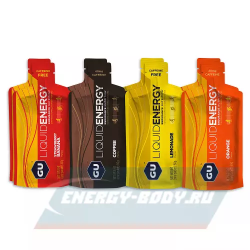 Энергетический гель GU ENERGY GU Liquid Enegry Gel caffeine 8 x 60 г (4 вкуса), Микс