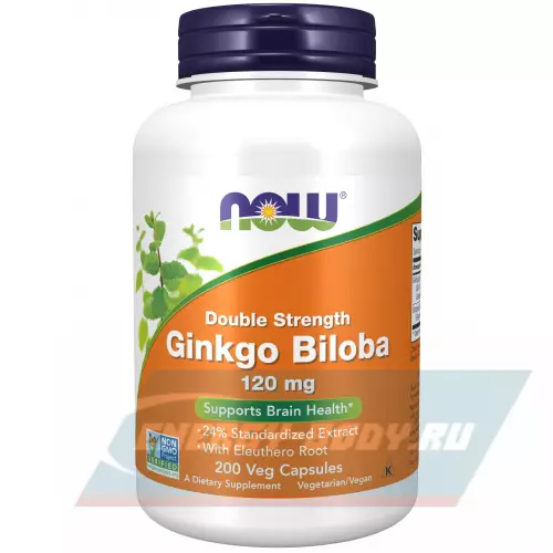  NOW FOODS Ginkgo Biloba 120 mg 200 веган капсул