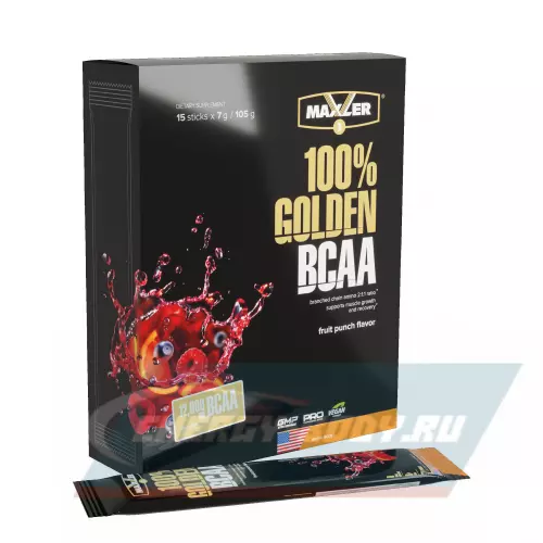 ВСАА MAXLER Незаменимые аминокислоты Golden BCAA Фруктовый Пунш, 15 x 7 г