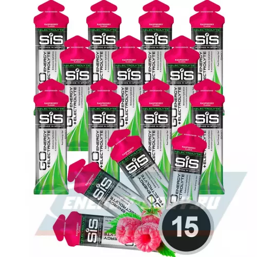 Энергетический гель SCIENCE IN SPORT (SiS) Go Energy + Electrolyte Gels Малина, 15 x 60 мл + электролиты