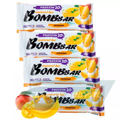 Батончик протеиновый Bombbar Protein Bar Пудинг с ароматом манго и банана, 4 x 60 g