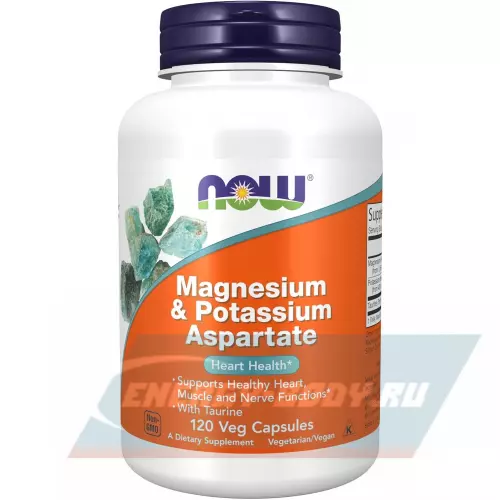  NOW FOODS Magnesium & Potassium Aspartate 120 веган капсул