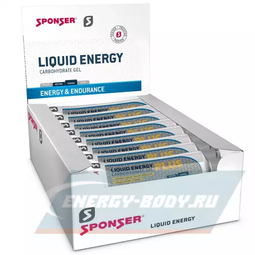 Энергетический гель SPONSER LIQUID ENERGY PLUS 50mg caffeine Карамель, 18 тюбиков x 70 г