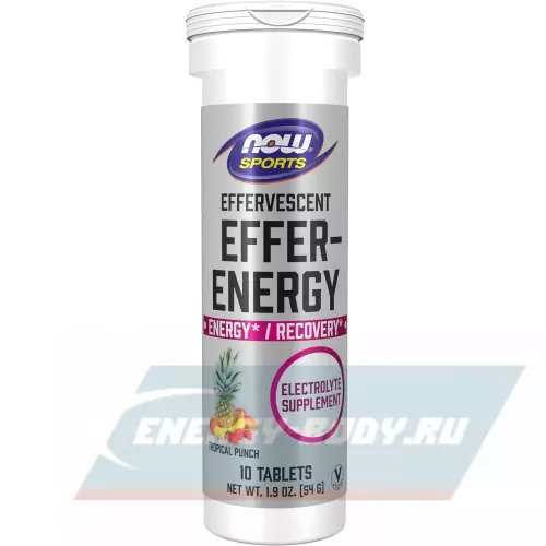  NOW FOODS Effer-Hydrate, Electrolyte Supplement Тропический пунш, 10 шипучих таблеток