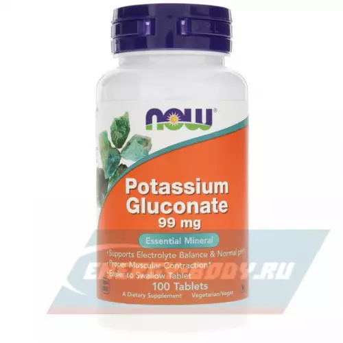 Минералы NOW FOODS Potassium Gluconate 99 мг 100 таблеток