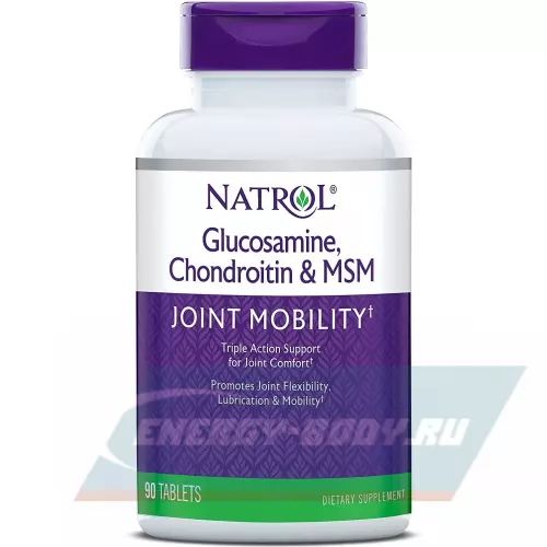 Суставы, связки Natrol Glucosamine Chondroitin MSM Нейтральный, 90 таблеток