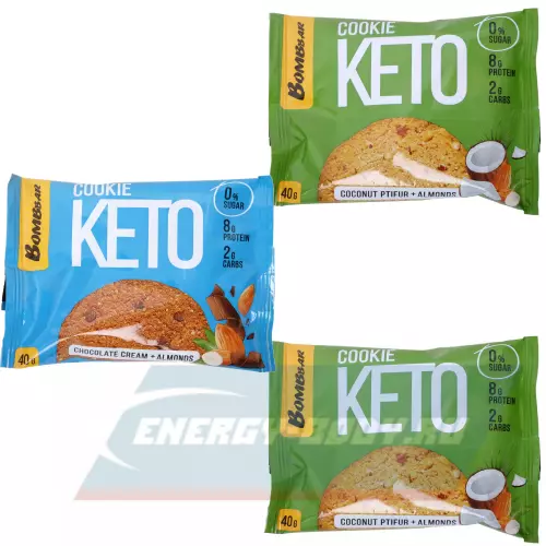 Батончик протеиновый Bombbar Кето печенье COOKIE KETO Микс, 3 x 40 г