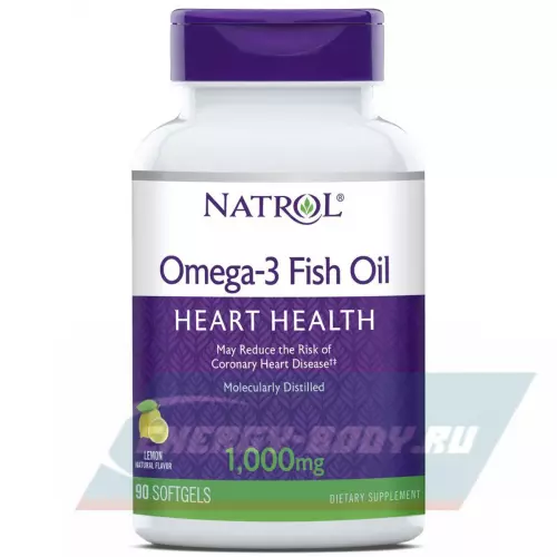 Omega 3 Natrol Omega-3 Fish Oil 1000mg Лимон, 60 капсул