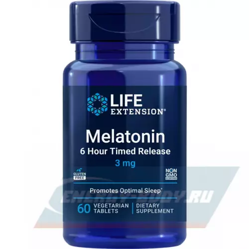  Life Extension Melatonin 6 Hour Timed Release 3 mg 60 таблеток