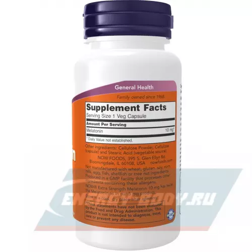  NOW FOODS Melatonin 10 mg 100 веган капсул