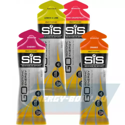 Энергетический гель SCIENCE IN SPORT (SiS) GO Isotonic Energy Gels Апельсин, Вишня, Лимон-Лайм, Розовый грейпфрут, 4 x 60 мл Микс