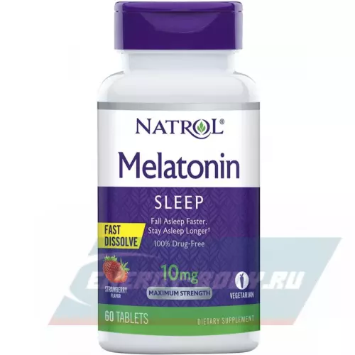  Natrol Melatonin 10 mg Клубника, 60 таблеток