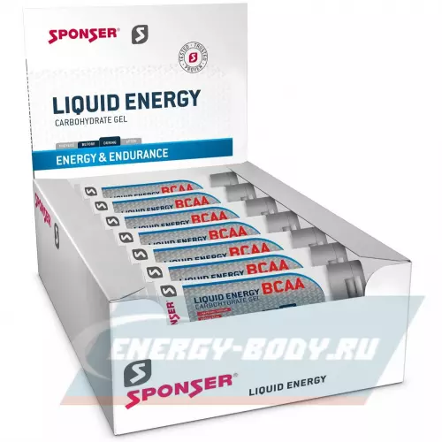 Энергетический гель SPONSER LIQUID ENERGY BCAA Клубника-банан, 18 тюбиков x 70 г