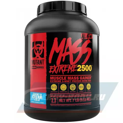 Гейнер Mutant Mass xXxtreme 2500 Печенье крем, 3180 г