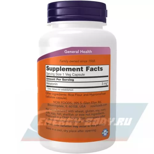  NOW FOODS Melatonin 3 mg 180 веган капсул