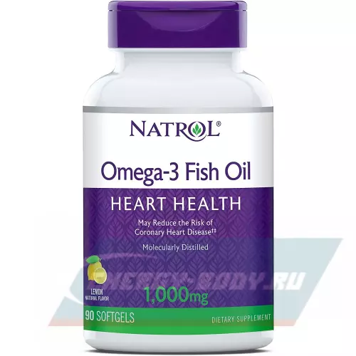 Omega 3 Natrol Omega-3 Fish Oil 1000mg Лимон, 90 капсул