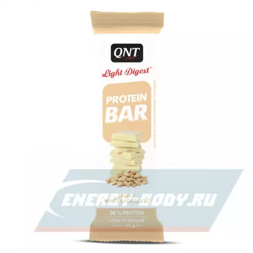 Батончик протеиновый QNT Light Digest Protein Bar Арахис - Белый шоколад, 15 х 55 г
