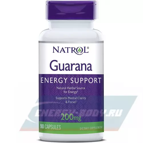 Энергетик Natrol Guarana 200 mg Нейтральный, 90 капсул