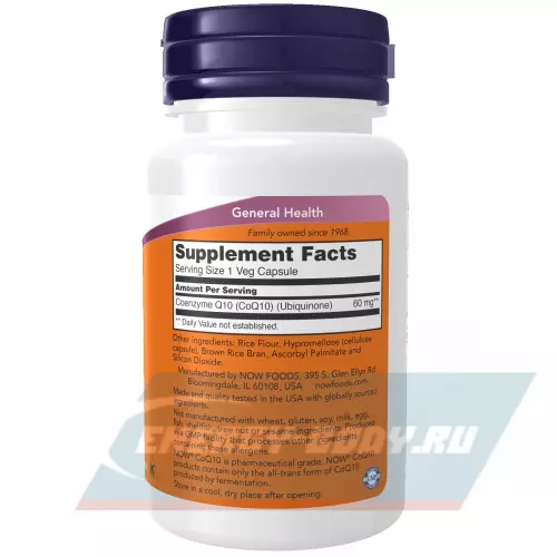  NOW FOODS CoQ10 60 mg – Кофермент Q10 60 веган капсул