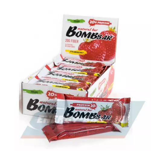 Батончик протеиновый Bombbar Protein Bar Клубника, 20 x 60 г