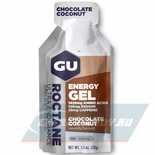 Энергетический гель GU ENERGY GU ROCTANE ENERGY GEL 35mg caffeine Шоколад-Кокос, 3 x 32 г