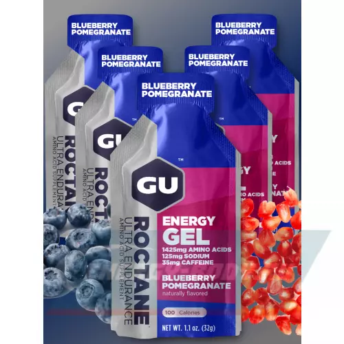 Энергетический гель GU ENERGY GU ROCTANE ENERGY GEL 35mg caffeine Черника-Гранат, 5 x 32 г